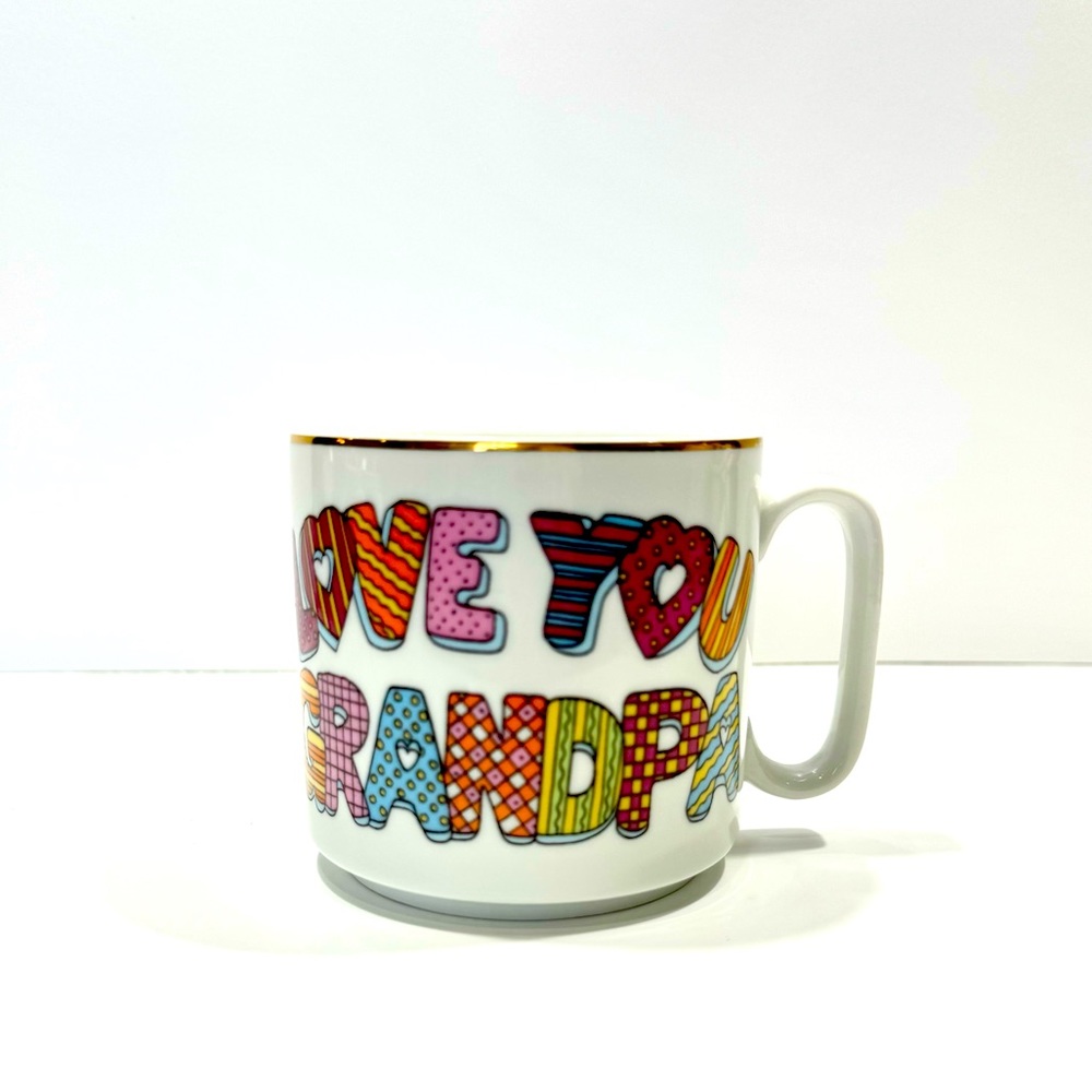 LEFTON HAND PAINTED COLORFUL LOVE YOU GRANDPA TEA MUG